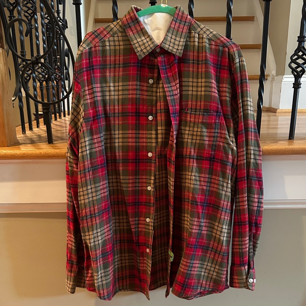 Club Room Red and Green Plaid Button Down Flannel Shirt